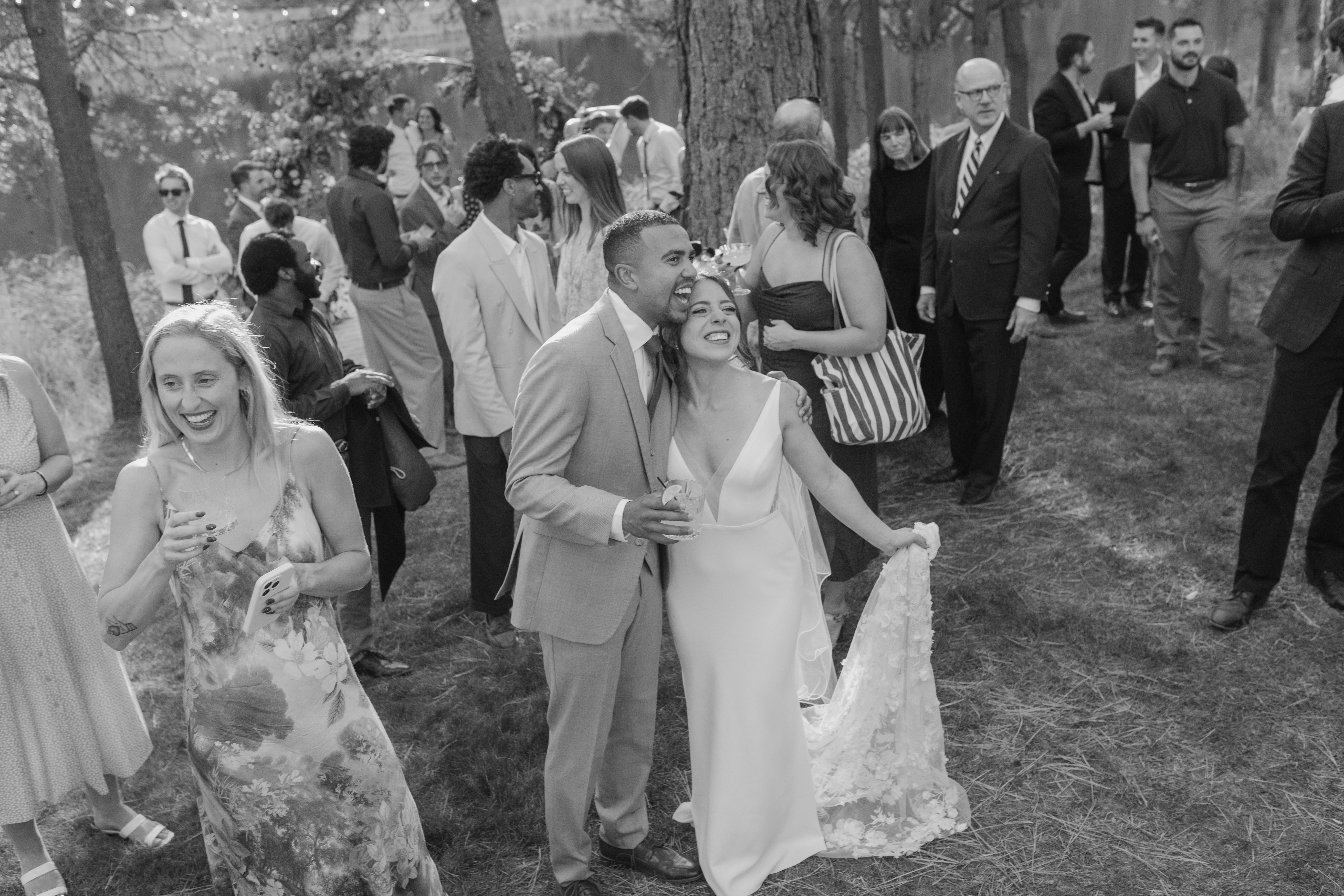 natural candid of couple mingling during cocktail hour